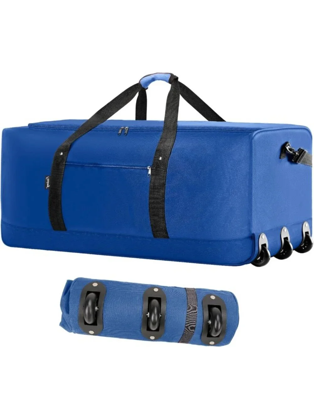 120L Lightweight Foldable Rolling Duffel Bag with 3 Wheels & Shoulder Strap